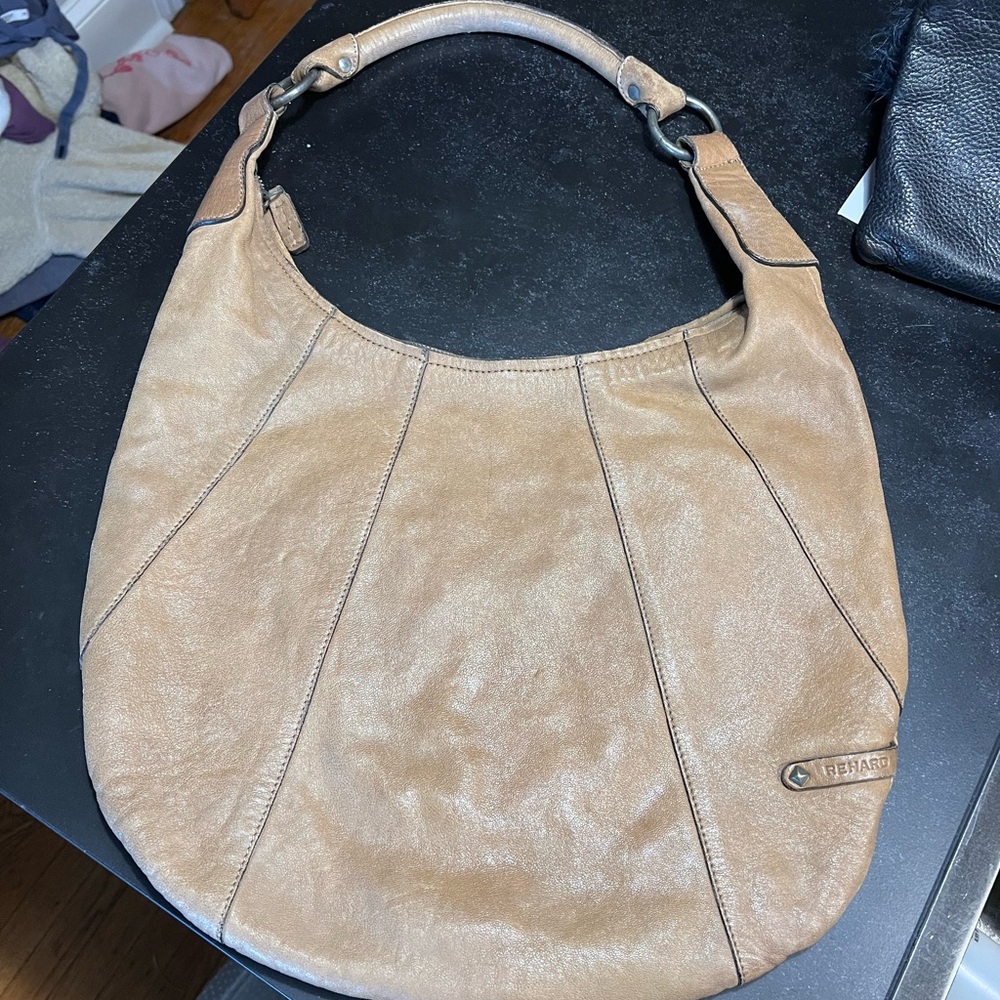 Rehard Tan Leather Hobo Bag